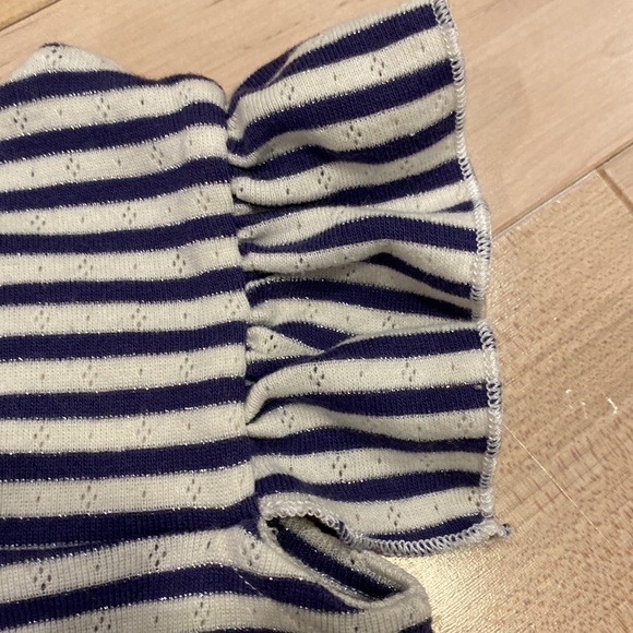 Louis Louise Paris soft cotton ruffle navy white striped romper - Picture 9 of 10